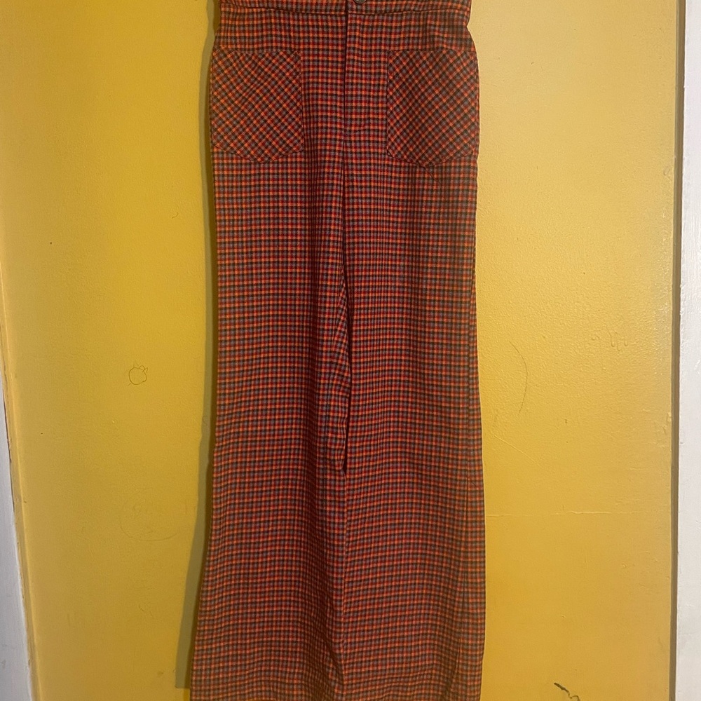 Zara Red and Black Plaid Wide-Leg Pants